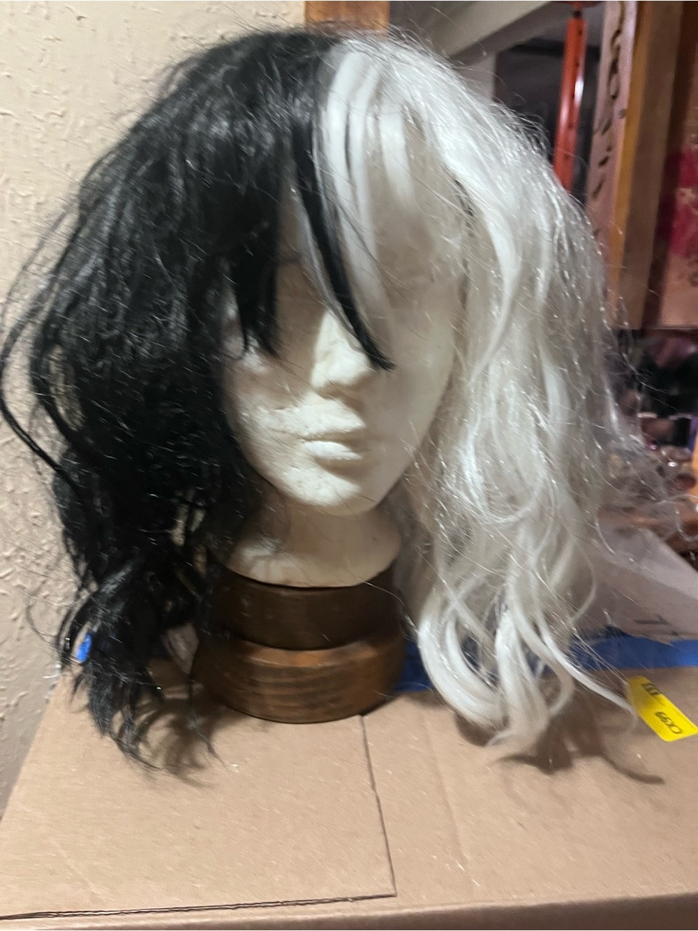 Source Unknown Black and White Two-Tone Women's Wig